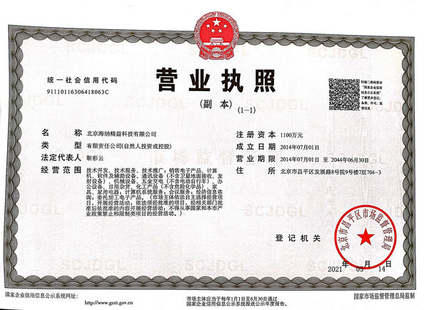 China Beijing Haina Lean Technology Co., Ltd certificaciones